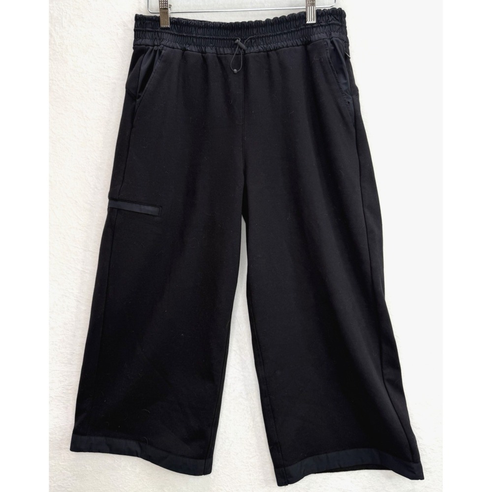 Athleta Triumph Hybrid Wide Leg Crop Pants Black 533711 Size Medium